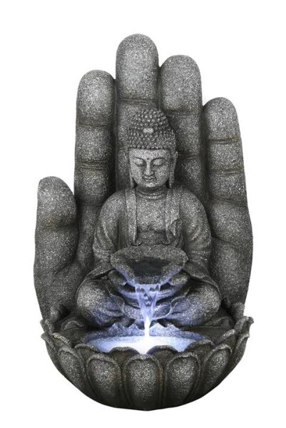 Wasserspiel Buddha Calm, Polyresin inkl. Pumpe, Schwarz
