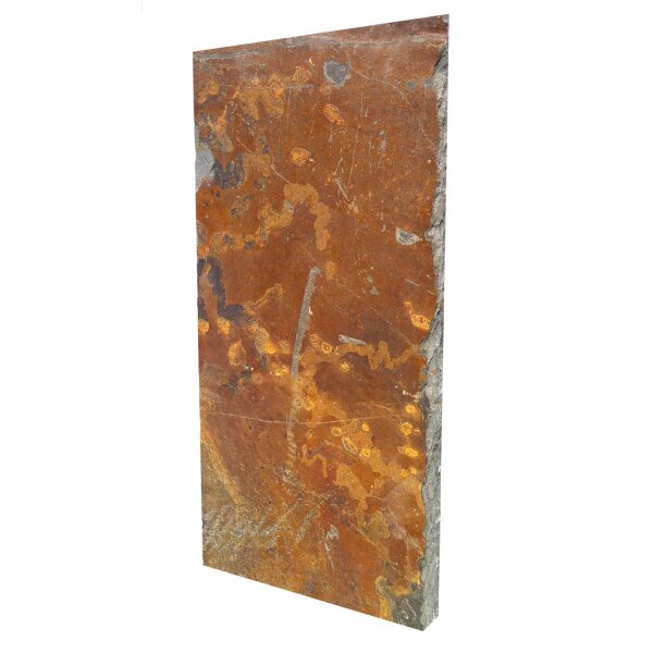 Monolithen, Wandplatte, Schiefer bräunlich, Kanten spaltrauh, 877, natur, 230x70x5-7 cm (10 Stück/Pal.)