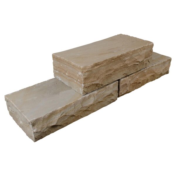 Trockenmauerstein, Sandstein Sahara Beige, 955, spaltrauh, 10x20x40 cm (ca. 1,0 to./Pal.)