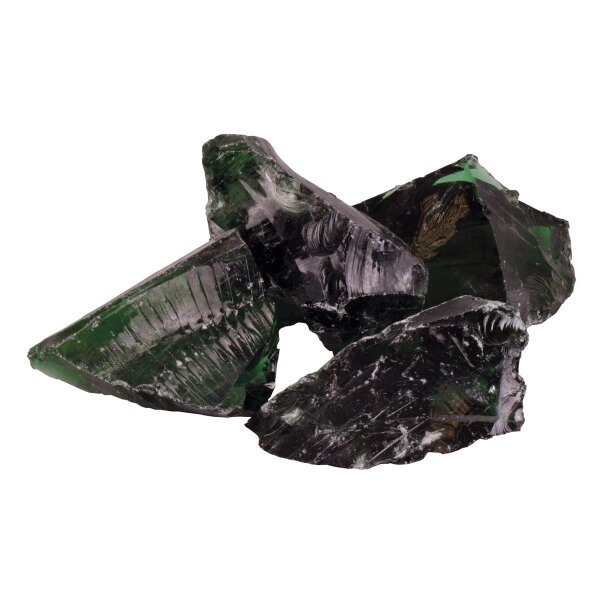 Dekostein, Bruchglas grün, , spaltrauh, 10-20 cm (ca. 1,0 to./Rollgitter)