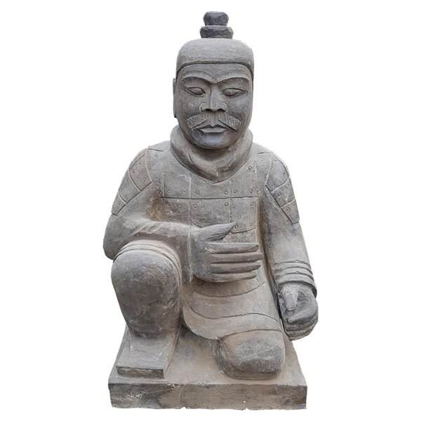 Antik-Figur, Krieger, Blaustein behandelt, links kniend, antik, behandelt, H=60 cm (Stück)
