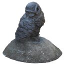 Eule Marmor dunkel auf Steinsockel, 105, teilgeschliffen,...