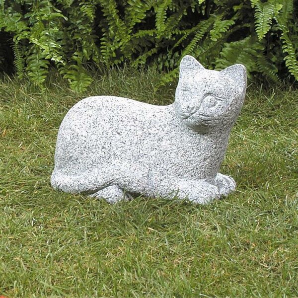 Katze, Granit grau, L=30 cm