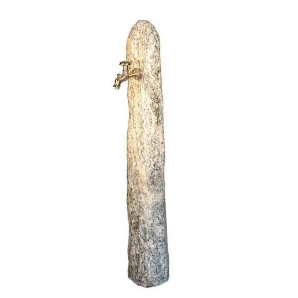 Monolithen Brunnensäule, Silver Wave,  inkl. Wasserhahn und Rohrleitung, 077, geschliffen, D=20-30, H=140 cm (Stück)