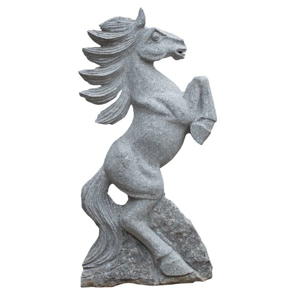 Pferd, Granit grau, springend, H=90 cm