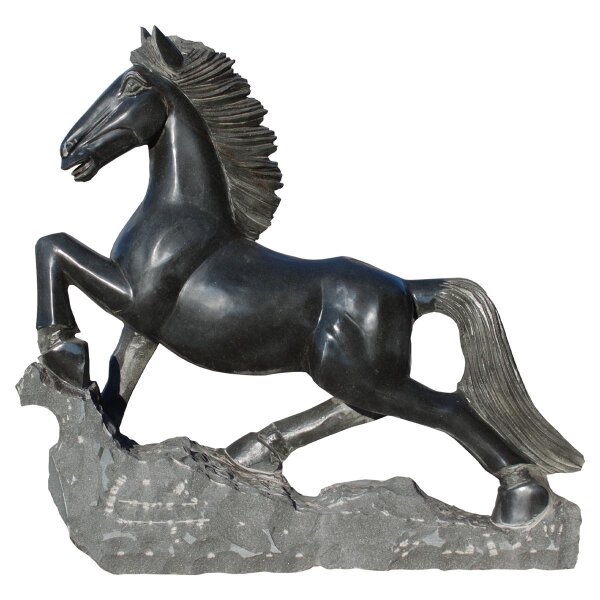 Pferd, Granit schwarz, laufend, 001, teilpoliert, L=100 cm (Stück)