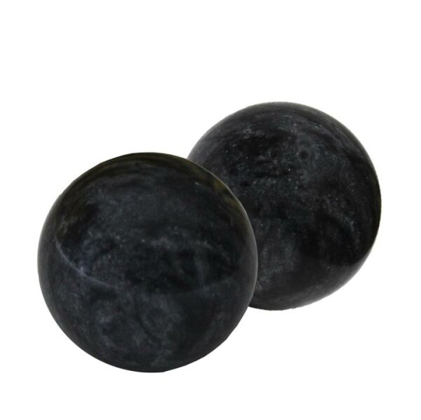 Qi Gong Kugeln, Marmor schwarz, 2er Set, D=5 cm