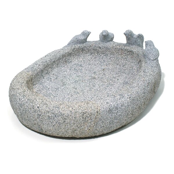 Vogeltränke, Granit grau, mit vier Vögeln, 041, gestockt, 40x50 cm (Stück)
