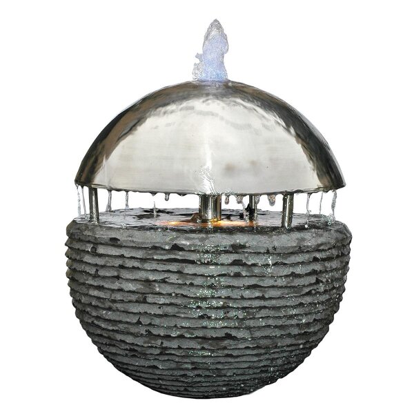 Wasserspiel-Komplettset bestehend aus Wasserspiel ew311, be088, ad088, kez0711, kep0950l, Gummidichtung, zk003v1, silber, scharriert, D=40 cm (Set)