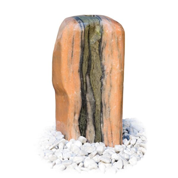 Wasserspiel-Komplettset bestehend aus Wasserspiel-Findling wf08, be066, ad066, kez0711, kep0750l, Gummidichtung, zk003v1, 320, geschliffen, 35-50 cm (Set)
