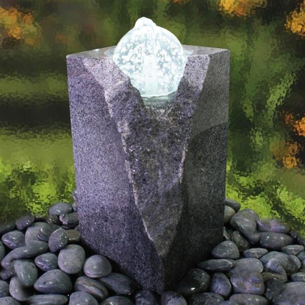 Wasserspiel, Granit dunkelgrau, 054, teilpoliert, 20x20, H=40 cm (Stück)