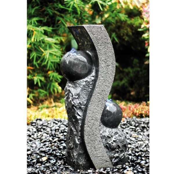 Wasserspiel, Granit dunkelgrau, 054, teilpoliert, 40x35, H=80 cm (Stück)