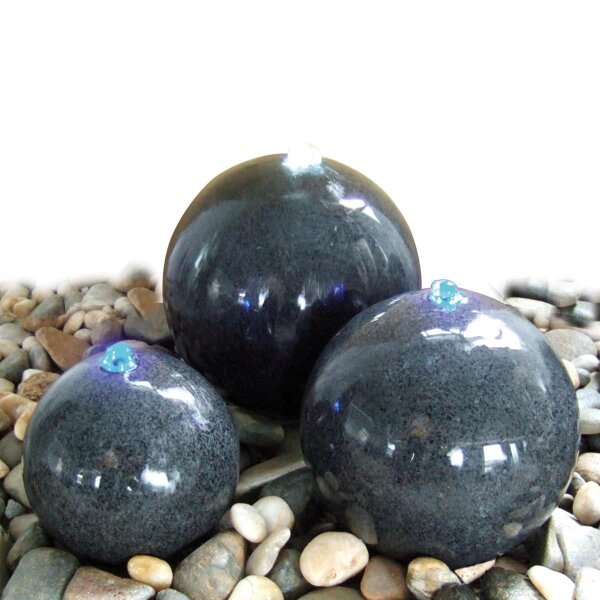 Wasserspiel, Granit dunkelgrau, 054, teilpoliert, D=15, 25, 30 cm (Stück)