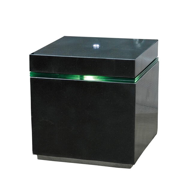 Wasserspiel, Granit schwarz, inkl. Glaseinleger 1 x 2 cm stark und LED-Beleuchtung weiß, 874, geschliffen, 50x50, H=50 cm (Stück)