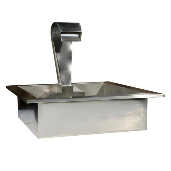 Wasserspiel, Edelstahl, inkl. Wasserfall ew2611, Bodeneinbau, inkl. Becken aus Edelstahl, hellgrau / 874, glänzend, 90x90, H=25 cm (Stück)