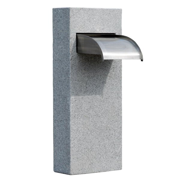 Wasserspiel, Edelstahl, Wasserfall Standsäule, mit 1 Anschluss, hellgrau / 003, glänzend, 40x15x100 cm (Stück)