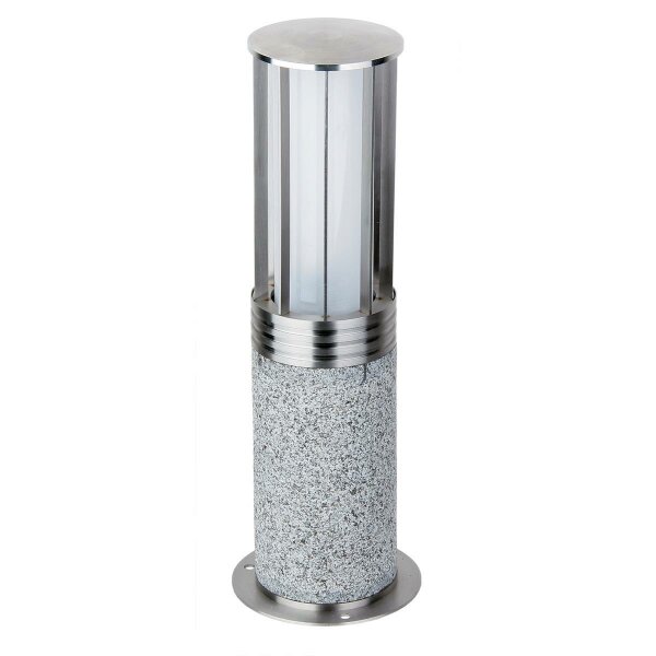 Leuchte, Granit hellgrau, geflammt, inkl. Leuchtmittel (E27, 20 W, 230 V) IP44, inkl. Verbindungsdose, D=9,1, H=35 cm