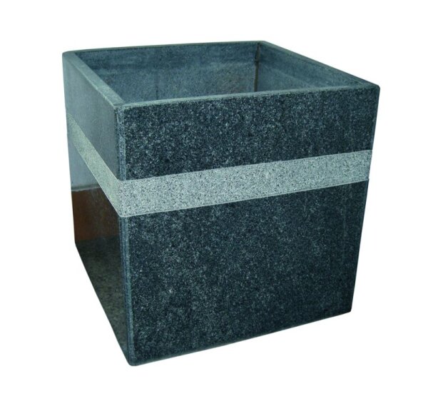 Blumentrog, Granit dunkelgrau, verklebt, 054, teilpoliert, 30x30, H=30