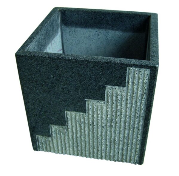 Blumentrog, Granit dunkelgrau, verklebt, 054, teilpoliert, 20x20, H=20