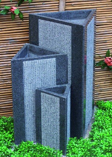 Blumentrog, Granit dunkelgrau, verklebt, 054, geflammt, 20x20, H=33