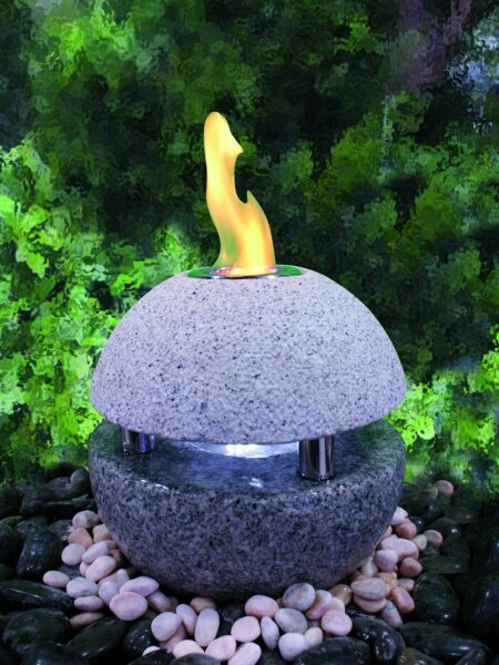 Feuer-Wasserspiel, Sphere, Granit hellgrau, 003, gestockt, D=30, H=31 (fw0211)