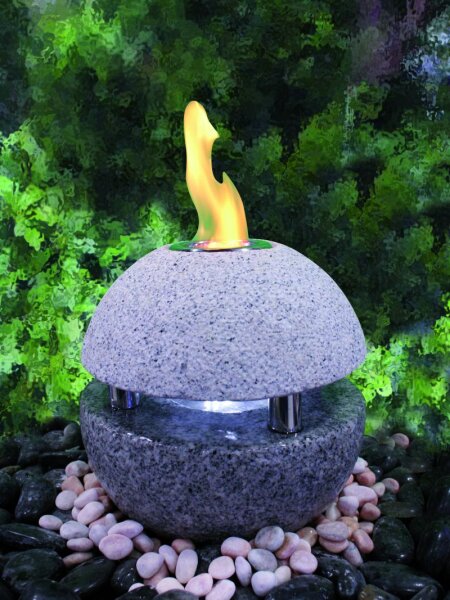 Feuer-Wasserspiel, Sphere, Granit hellgrau, 003, gestockt, D=30, H=31