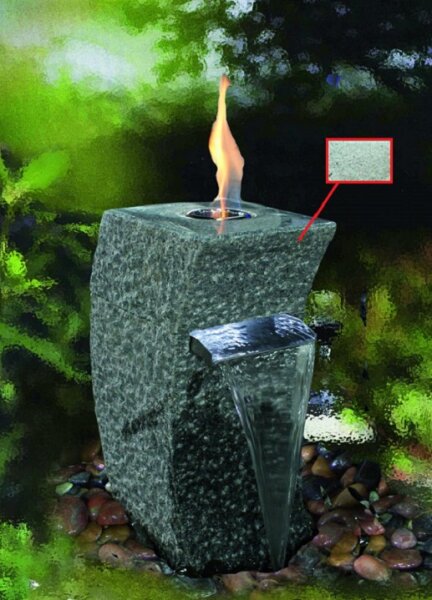 Feuer-Wasserspiel Storm, Granit gelb inkl. LED-Lights weiß + Edelstahl-Auslauf, 20x28,5, H=45