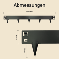 Metall Anthrazit Rasenkante 6m – Beeteinfassung 16cm, lackiert