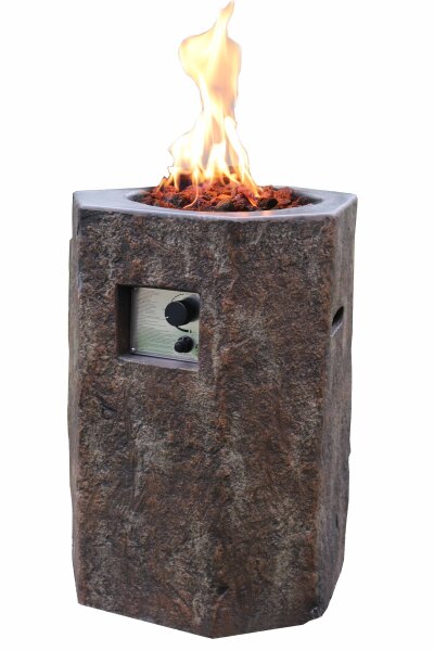 Gasfeuerstelle Tambora in Basalt-Optik aus Faserbeton
